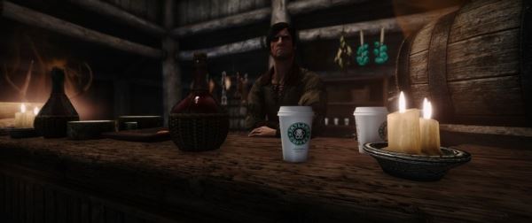 Мод Skyrim добавляет в игру стакан из Starbucks